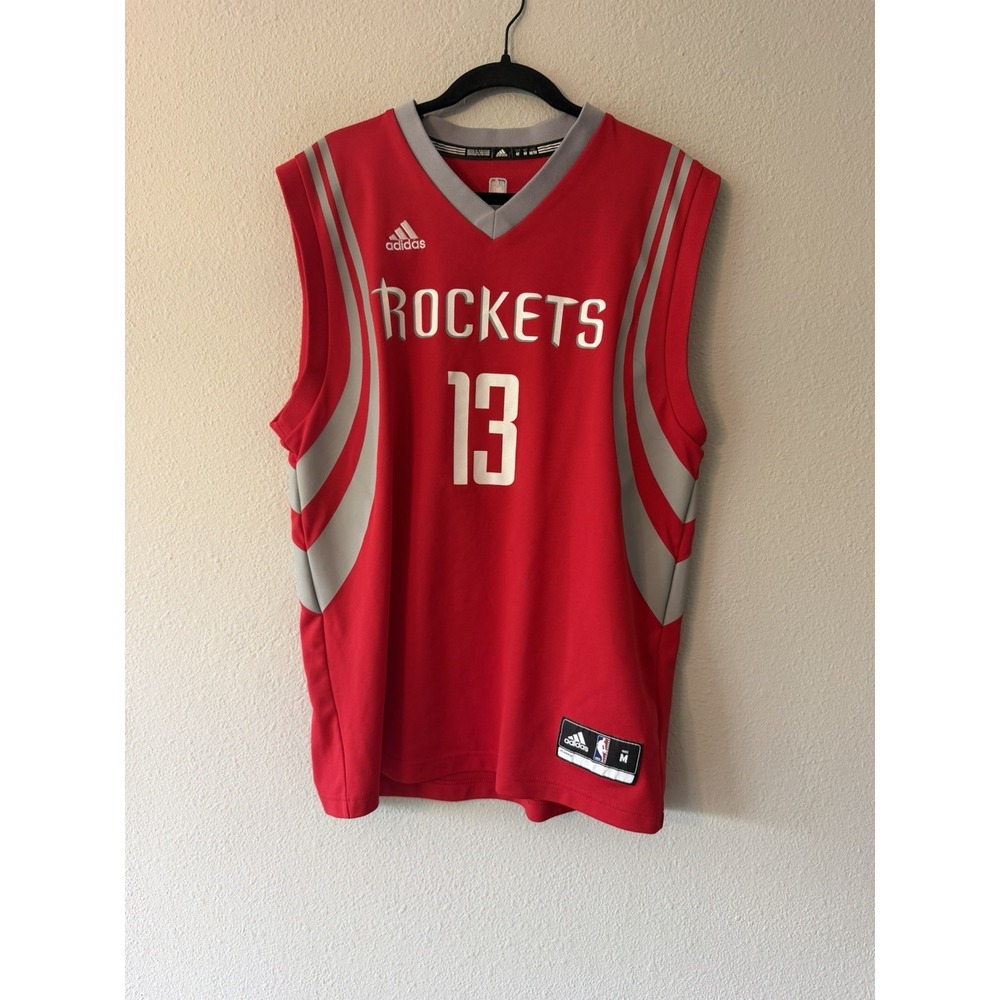 Houston Rockets James Harden 13 Adidas NBA Jersey Red Mens Medium 7818A